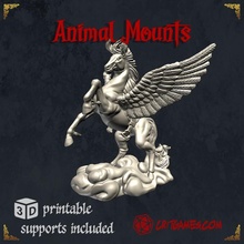 pegasus animal mount dragons dungeons fantasy games rpg horse flying tabletop supports 28mm dnd 25mm steed crit presupported supported critgames 3d print model - Mito3D