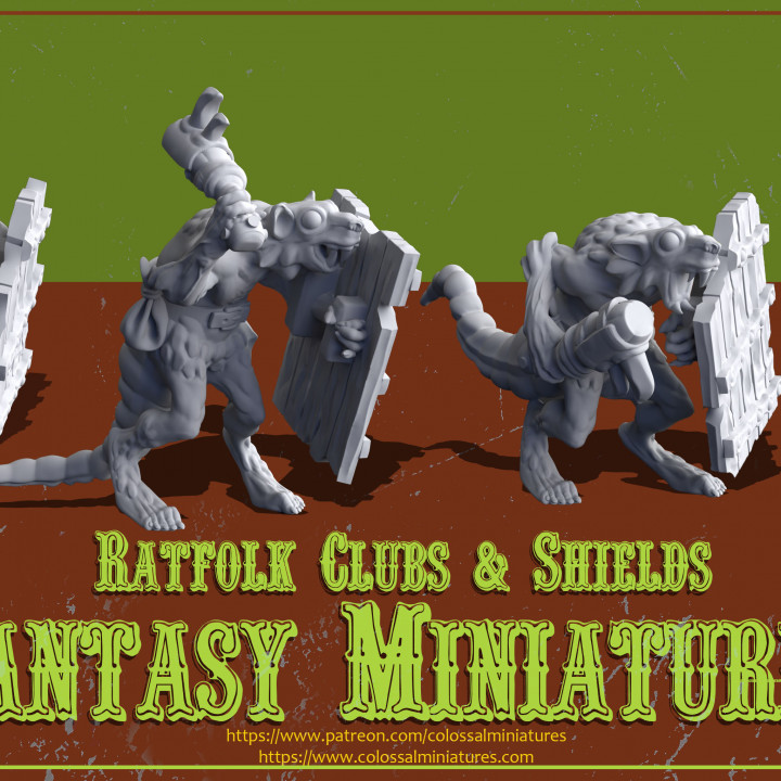 Ratfolk kulüpler paket 4 minis pre destekli mağaza Skaven 3D print model - Mito3D