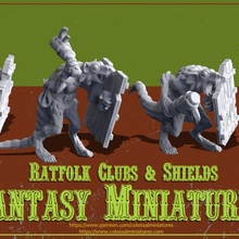 ratfolk clubs bundle 4 minis pre- supported store skaven 3d print model - Mito3D