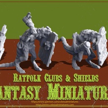 ratfolk clubes agrupar 4 minis pre apoiado loja Skaven 3d print model - Mito3D