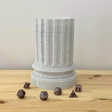 marbre vissé grec ancien colonne dé boîte + ensemble accessoires pilier sorcier sorcière mage rouleau d20 dnd d6 éclaireur d12 3d print model - Mito3D