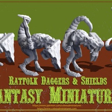 ratfolk daggers bundle 4 minis pre- supported toys & games skaven 3d print model - Mito3D