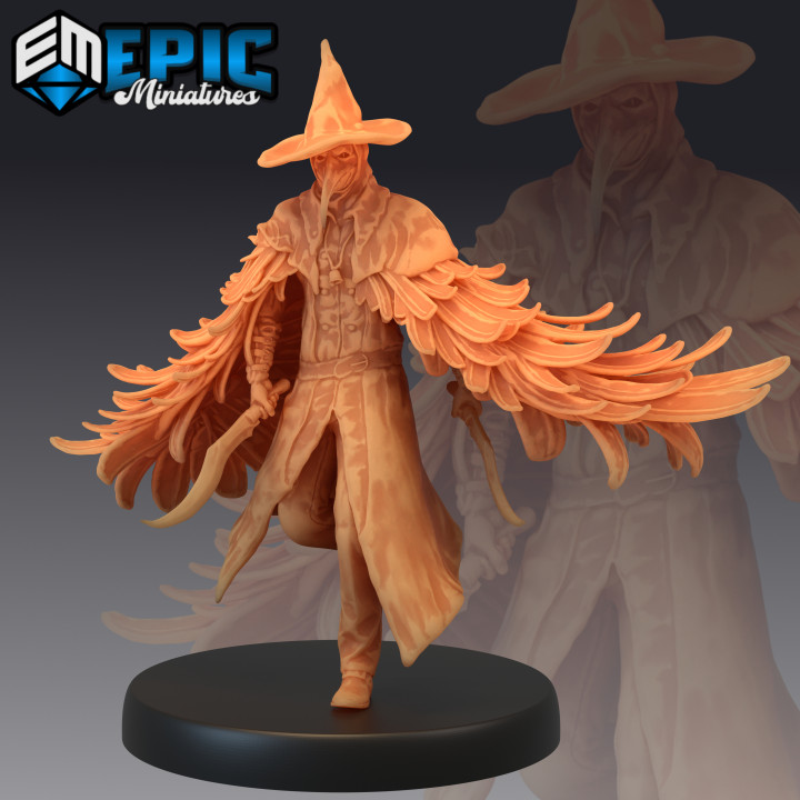 plague doctor walking masked medic sword pestilence warrior toys & games fantasy medieval monster rpg warhammer enemy tabletop dungeon dnd pathfinder npc featehr 3D print model - Mito3D