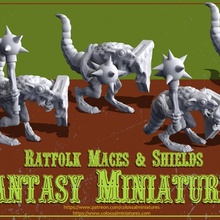 ratfolk mace bundle 5 minis pre- supported toys & games skaven 3d print model - Mito3D