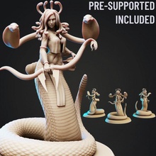 pureblood medusa pose 3 toys & games stl archer arrow creature fantasy female girl human monster woman snake caster bow dnd cloth gorgon scales posed presupported 3d print model - Mito3D