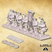 dwarf miners unit toys & games dragons fantasy wargaming warhammer magic tabletop dungeon d&d 28mm 9th 9thage kingsofwar presupported minaitures 3d print model - Mito3D