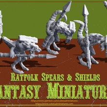 ratfolk spear bundle 5 minis pre- supported toys & games skaven 3d print model - Mito3D