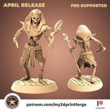 pharaoh skeleton 32mm 75mm pre-supported toys & games ancient boss egypt egyptian god mummy rpg tomb undead staff enemy dagger tabletop dungeon dnd pathfinder 3d print model - Mito3D