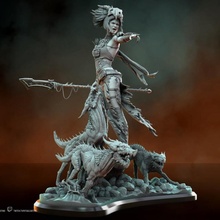 tanis - april 2021 patreon release toys & games beast creature dog female monster reptile sexy spear tribal warrior woman 10th 14th 1 10 14 3d print model - Mito3D