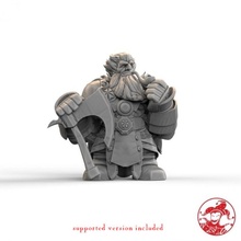 dwarf axe lord merchant 1 inch base 28 32 mm height medium miniature toys & games board dragons dungeons fantasy game rpg tabletop d&d pre-supported 3d print model - Mito3D