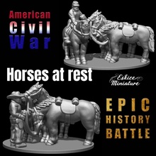 horses rest - epic history battle american civil war -15mm scale toys & games figurine horse miniature cavalry wargame scenery 15mm eskice acw 3d print model - Mito3D