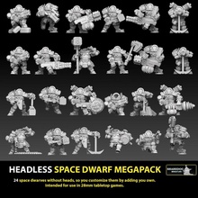 headless 28mm space dwarf megapack toys & games 40k barbarian head viking warhammer custom gnome terminator astronaut squat dwarves halfling kharadron squats astroknight 3d print model - Mito3D