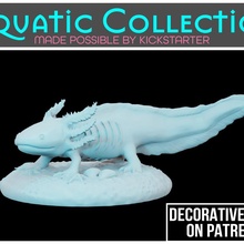 aksolotl Şirin ejderhalar Zindanlar fantezi balık oyun mini rpg minyatür suda yaşayan masaüstü dnd 3d print model - Mito3D
