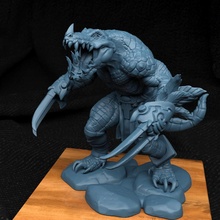 croc-berserk toys & games creature fantasy wargaming character painting miniature tabletop 3d print model - Mito3D