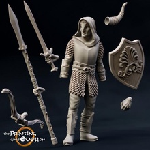 modular brightwood defender - male presupported tabletop elf fantasy fighter guard rpg shield spear sword warhammer wood miniature lotr elven 28mm dnd fey pre-supported fay statblock 3d print model - Mito3D