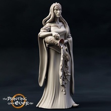 queen gladhiel 28 75mm - presupported tabletop elf fantasy lady rpg warhammer water wood magic miniature lotr pitcher elven 28mm dnd sorceress fey pre-supported fay statblock 3d print model - Mito3D
