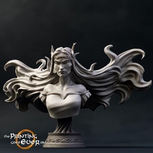 elfo bruja busto mesa monitor duende fantasía hembra dama reina mujer magia pintura mal pintar hechicera vidente meter 3d print model - Mito3D