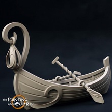 brightwood boat - supportless tabletop elf fantasy prop terrain transport vehicle water elven canoe scatter fey oar pre-supported fay 3d print model - Mito3D