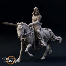 modular brightwood rider - presupported tabletop elf fantasy fighter rpg shield spear sword warhammer warrior horse miniature lotr bow riding cavalry elven dnd mounted fey pre-supported fay statblock 3d print model - Mito3D