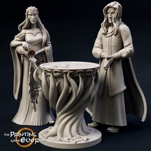 brightwood royalty - presupported tabletop decoration elf fantasy female king lady queen royal rpg terrain warhammer water miniature lotr mirror pack elven 28mm dnd bundle ornate scatter fey pre-supported fay statblock 3d print model - Mito3D