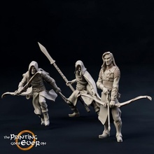 brightwood ranger command - modular presupported tabletop elf fantasy spear sword warhammer hunter miniature lotr bow pack elven 28mm dnd bundle cloak fey pre-supported fay statblock 3d print model - Mito3D