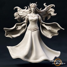 elven witch 28 75mm - presupported tabletop display elf fantasy female lady warhammer woman magic miniature lotr 28mm dnd powerful fey pre-supported fay statblock socrecess 3d print model - Mito3D
