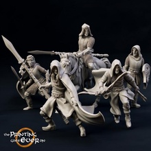 brightwood army - modular presupported tabletop elf fantasy fighter rpg shield spear sword warhammer warrior horse miniature lotr bow ranger cavalry wargame rider elven 28mm dnd skirmish fey pre-supported fay statblock 3d print model - Mito3D