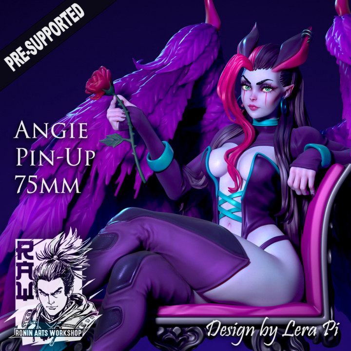 angie pin 75mm pre-supported toys & games cute female rpg sexy tabletop succubus pinup toys&games dnd pin-up 3D print model - Mito3D