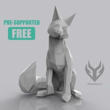 fox geo - pre-supported & garden free animal art dog gift modern shelf simple dungeonsanddragons abstract decor homedecor dnd canine kitsune presupported grinninggod 3d print model - Mito3D