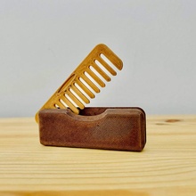 wooden folding hair comb & garden gift hairdressing idea men wood beard mustache pocket 3d print model - Mito3D