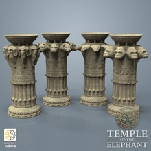 animal pillars - temple elephant toys & games column pillar tabletop dungeon jungle dnd cambodia tabletop&gt tabletopaccessories 3d print model - Mito3D