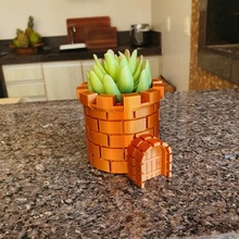 mario castle vase & garden pen planter 3d print model - Mito3D