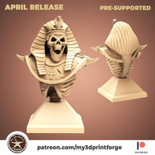 faraón esqueleto busto escanear Egipto egipcio horror rpg tumba pintura resina mal dnd pre supported 3d print model - Mito3D