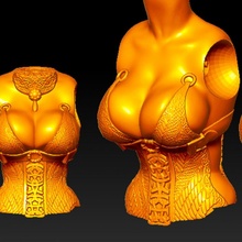 hembra torso tótem vestido ventilador Arte 3d print model - Mito3D