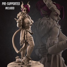 fiona illusionist thief toys & games charm female game girl sexy miniature horns dagger boardgame tabletop exotic patreon tail pinup dnd tiefling hellspawn tieflings exxotic skimpy 3d print model - Mito3D