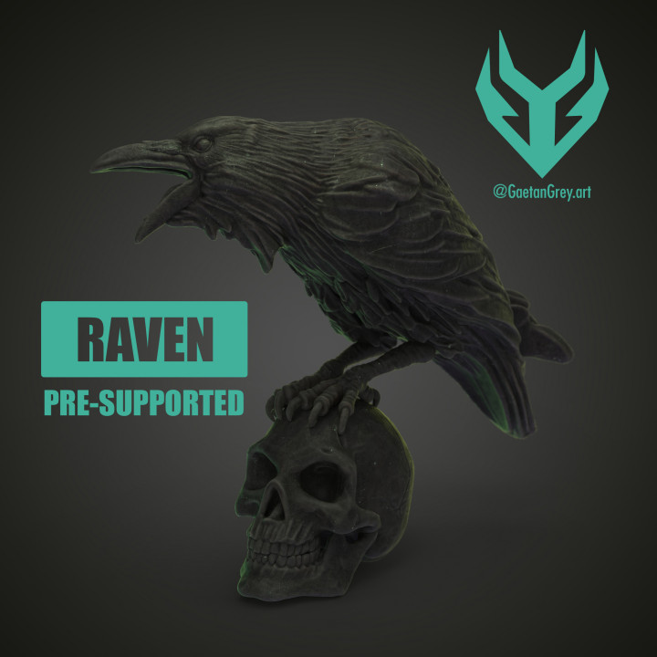 raven skull - miniature toys & games print stl bird crow decoration desk sculpture statue lord death bad decor dnd luck badluck nera 3D print model - Mito3D