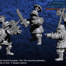 breton dwarfs - commander foot toys & games fantasy 28mm 3d print model - Mito3D