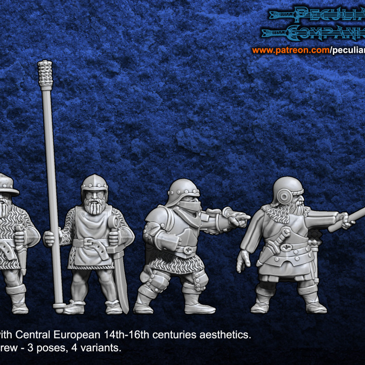 breton dwarfs - artillery crew toys & games fantasy 28mm bretonia 3D print model - Mito3D