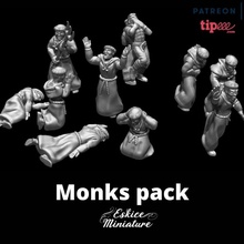 monks pack - 28mm wargame toys & games dark figurine medieval monk viking miniature church age eskice moine 3d print model - Mito3D