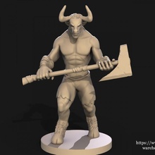 Minotauro criatura fantasía guerrero dnd 3d print model - Mito3D