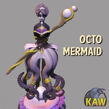 octo mermaid toys & games female figure octopus mage multipart mermay 3d print model - Mito3D