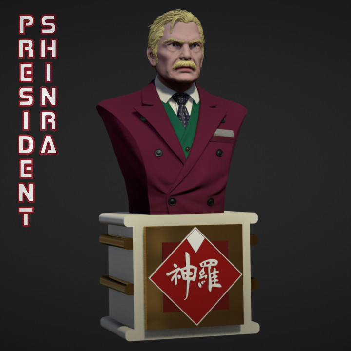 president shinra bust - final fantasy vii fan art soldier 7 fan-art scarlet tifa aerith rufus mako sephiroth avalanche midgar turks yuffie 3D print model - Mito3D