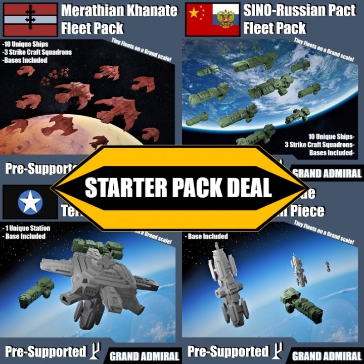 sci-fi ships fleet packs terrain - starter pack deal presupported toys & games battle game gaming ship space spaceship scifi tabletop aliens bundle armypack 3D print model - Mito3D