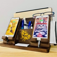 wooden phones docking station desk organiser support free store holder iphone pen dock ipad jewellery modern office pencil phone samsung lg charger keeper surface pixel night xiaomi n+ 3d print model - Mito3D