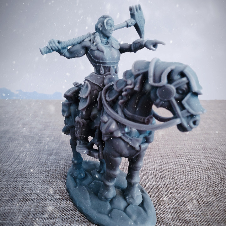 female barbarian horseback toys & games 3D print model - Mito3D