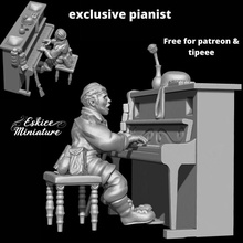 exclusive pianiste ww2 - 28mm wargame toys & games action bolt miniature patreon eskice citizen civil civilian pinaniste tipeee 3d print model - Mito3D