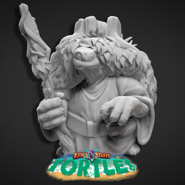 tortle druid miniature - pre-supported toys & games dragons dungeons fantasy mini player rpg turtle character boardgame tabletop dnd npc ttrpg supported epicsnstuffs 3D print model - Mito3D