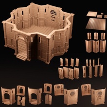 Iglesia templo edificio losas cerradura abierta modular terreno juguetes juegos Roca tumba mármol loseta calabozo catedral paisaje cripta 3d print model - Mito3D
