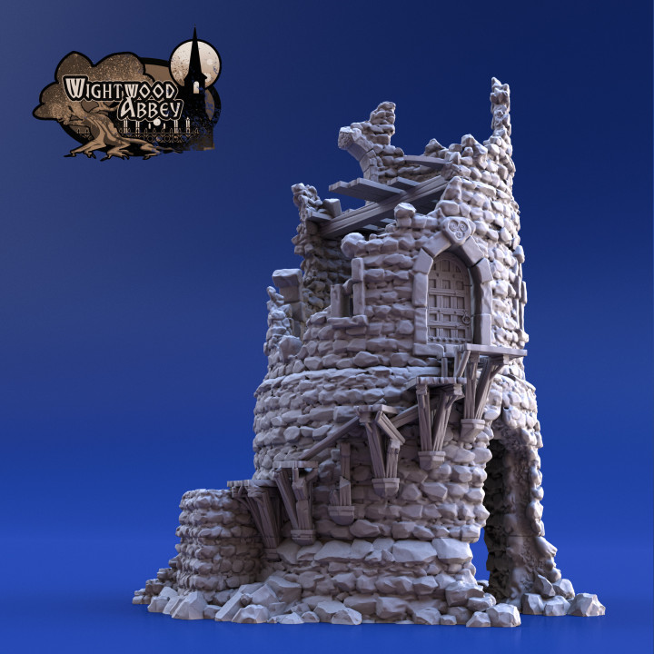 rookery tower toys & games fantasy medieval terrain watchtower 28mm ruined guardtower wightwood 3D print model - Mito3D