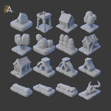 juegos azar ladrillos aros 20 juguetes huesos edificio ciudad continuar casa cráneo terreno torre árbol torres cementerio pueblo arboles cripta 3d print model - Mito3D